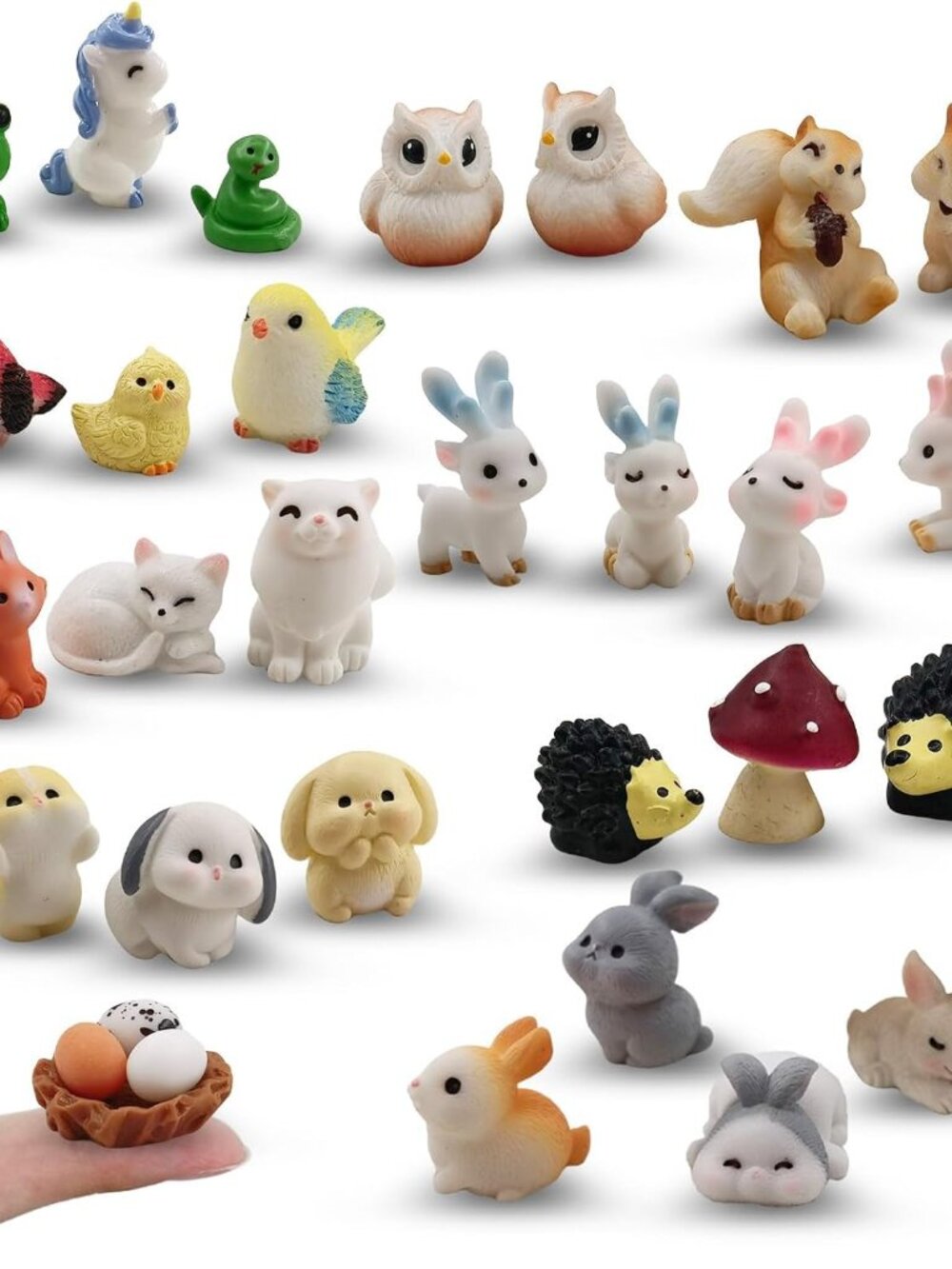 30 Pcs Tiny Resin Animals to Hide Mini Forest Animals Figurines for Dollhouse Mi